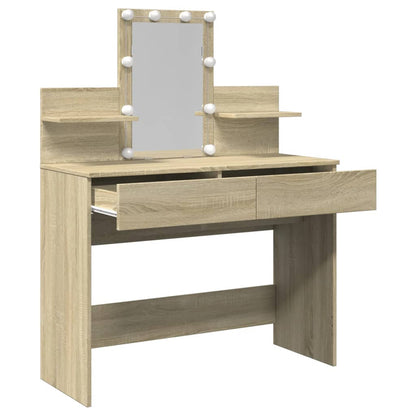 Dressing Table with LED Sonoma Oak 100x40x130 cm