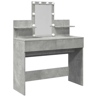 Dressing Table with LED Concrete Grey 100x40x130 cm