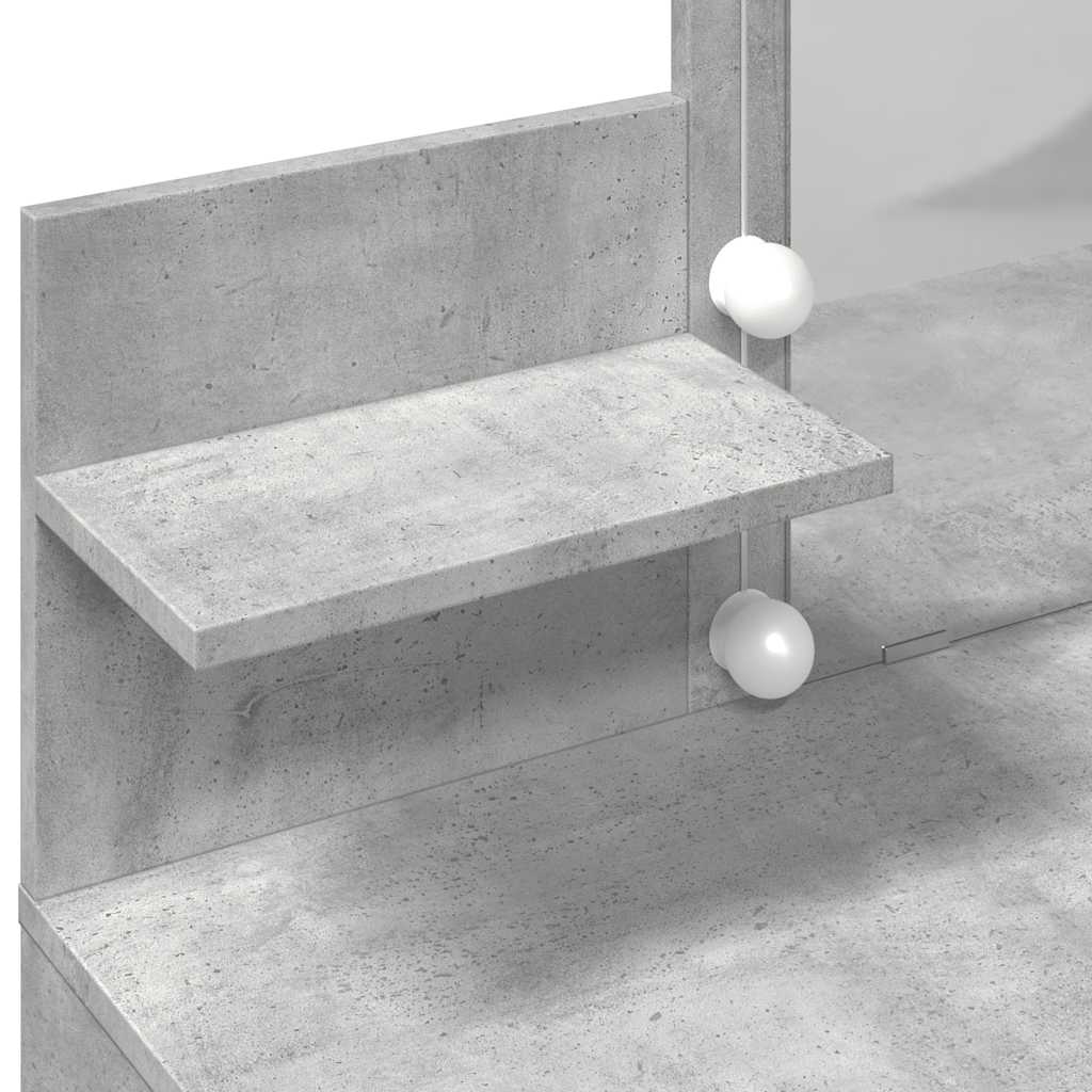 Dressing Table with LED Concrete Grey 100x40x130 cm