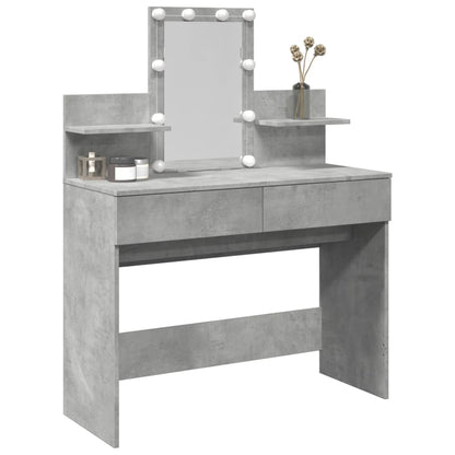 Dressing Table with LED Concrete Grey 100x40x130 cm
