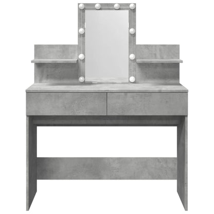 Dressing Table with LED Concrete Grey 100x40x130 cm