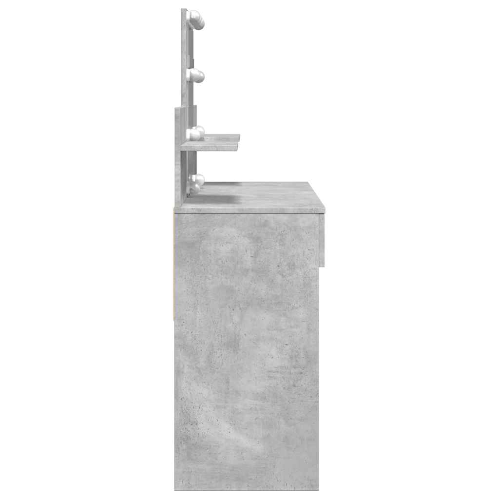Dressing Table with LED Concrete Grey 100x40x130 cm