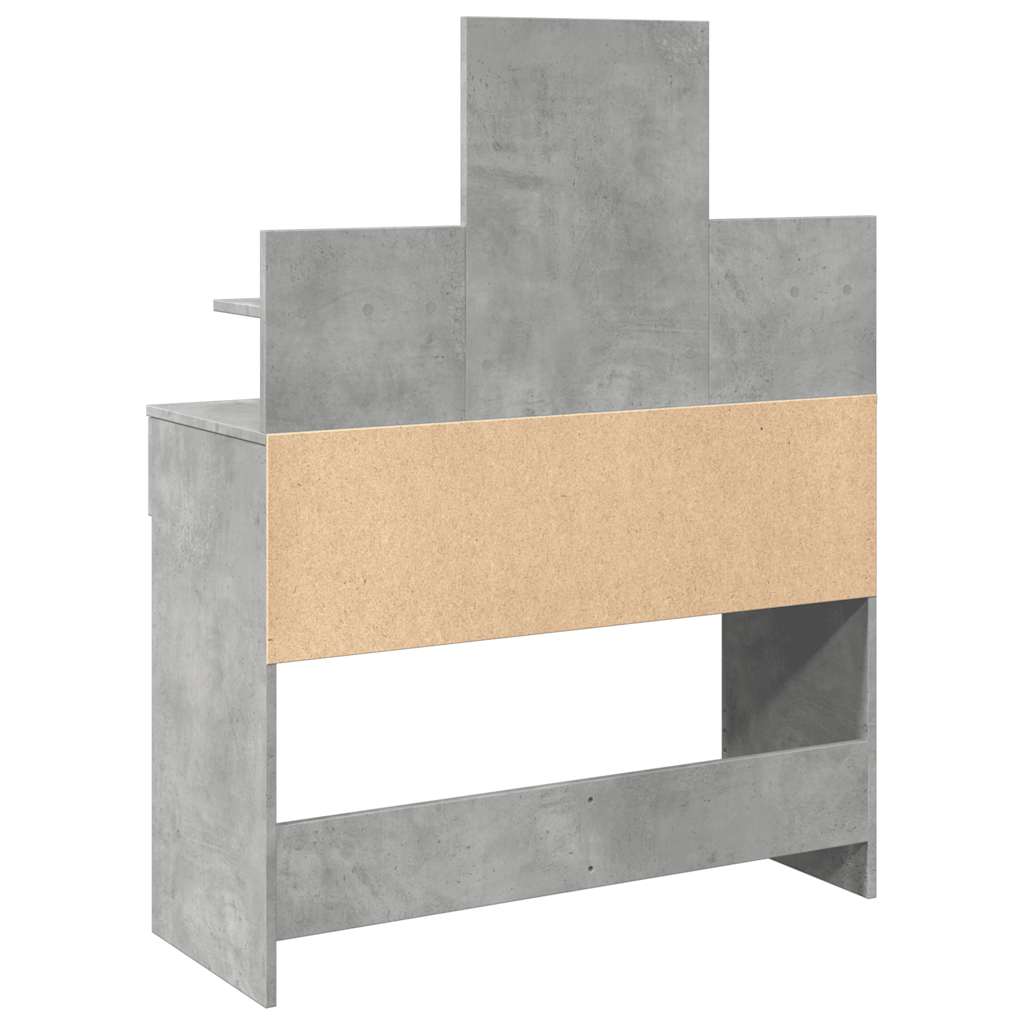 Dressing Table with LED Concrete Grey 100x40x130 cm