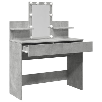 Dressing Table with LED Concrete Grey 100x40x130 cm