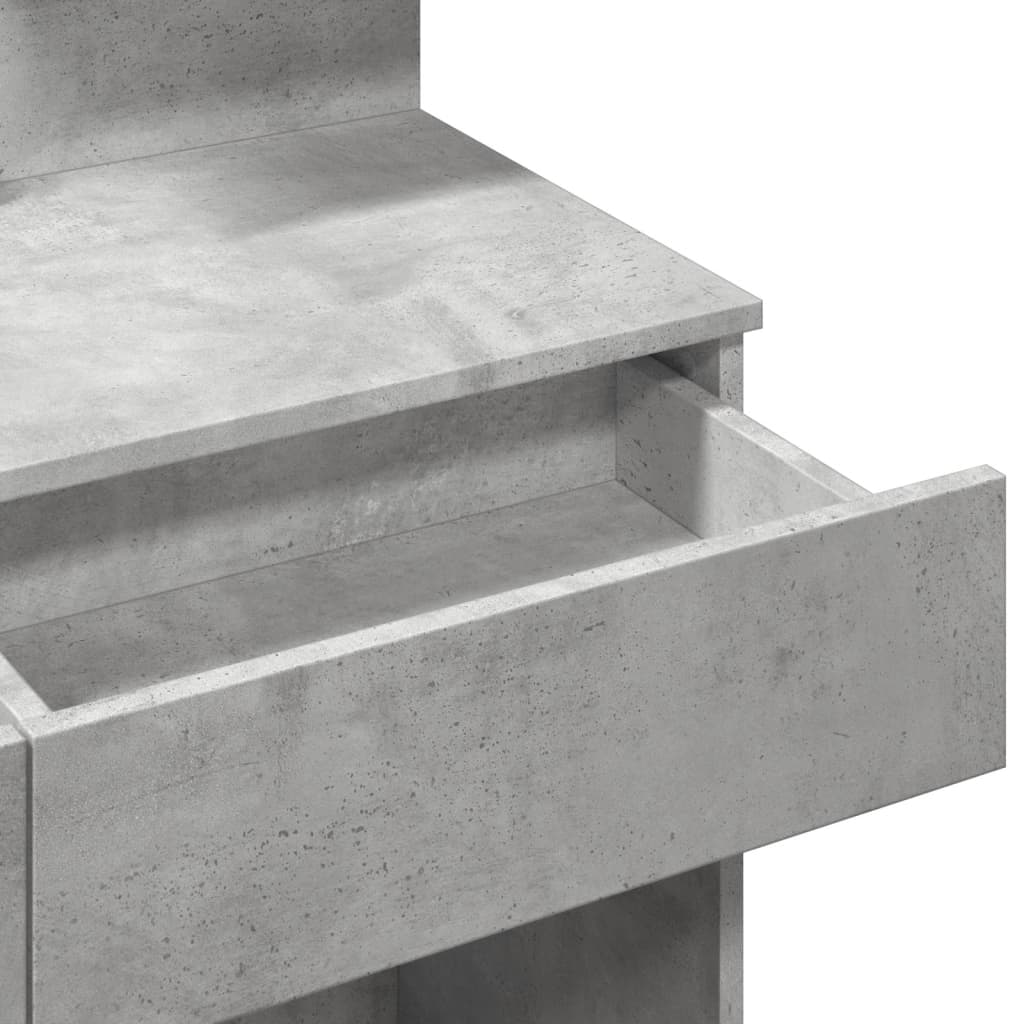 Dressing Table with LED Concrete Grey 100x40x130 cm