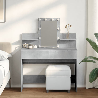 Dressing Table with LED Concrete Grey 100x40x130 cm