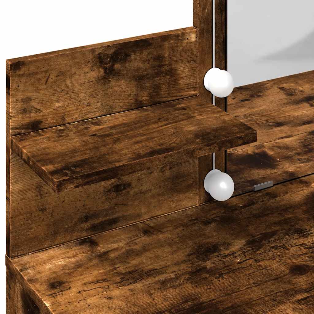 Dressing Table with LED Smoked Oak 100x40x130 cm