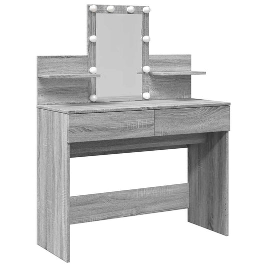 Dressing Table with LED Grey Sonoma 100x40x130 cm