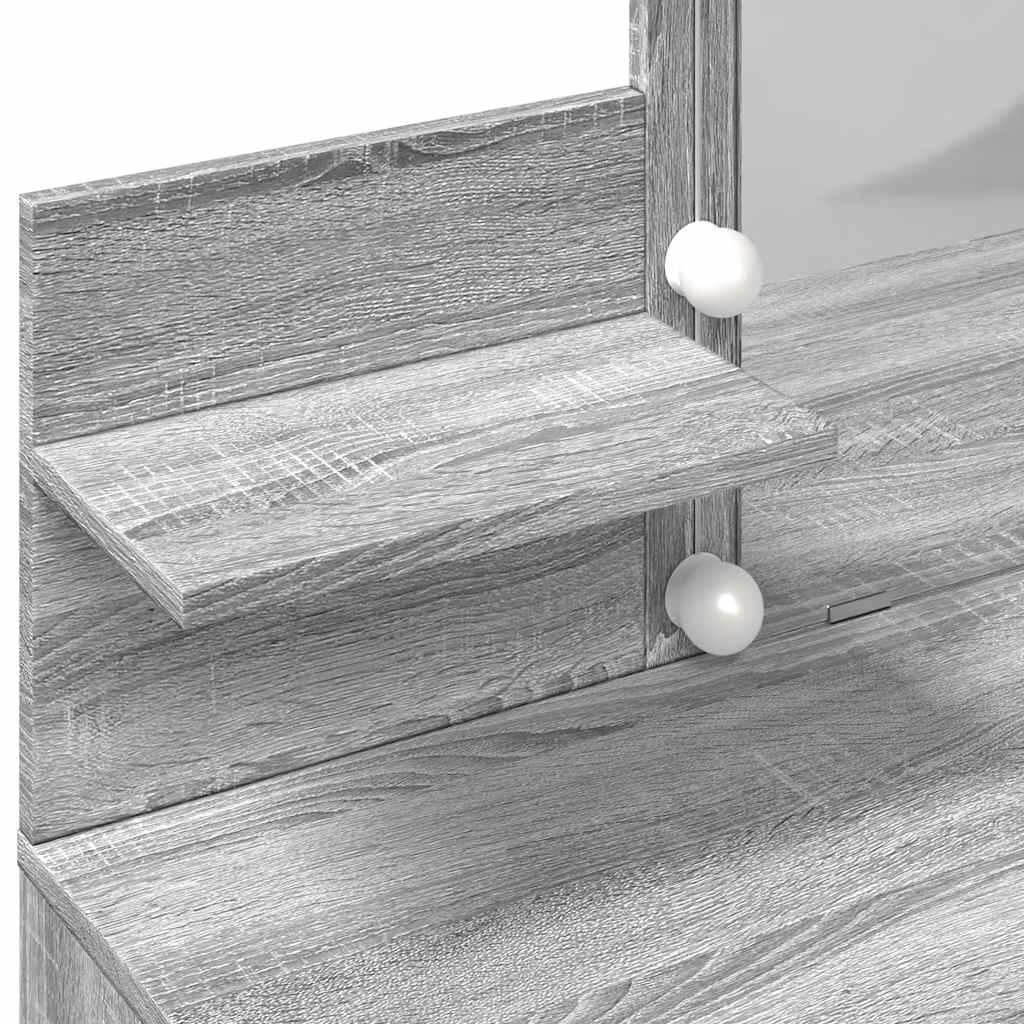 Dressing Table with LED Grey Sonoma 100x40x130 cm