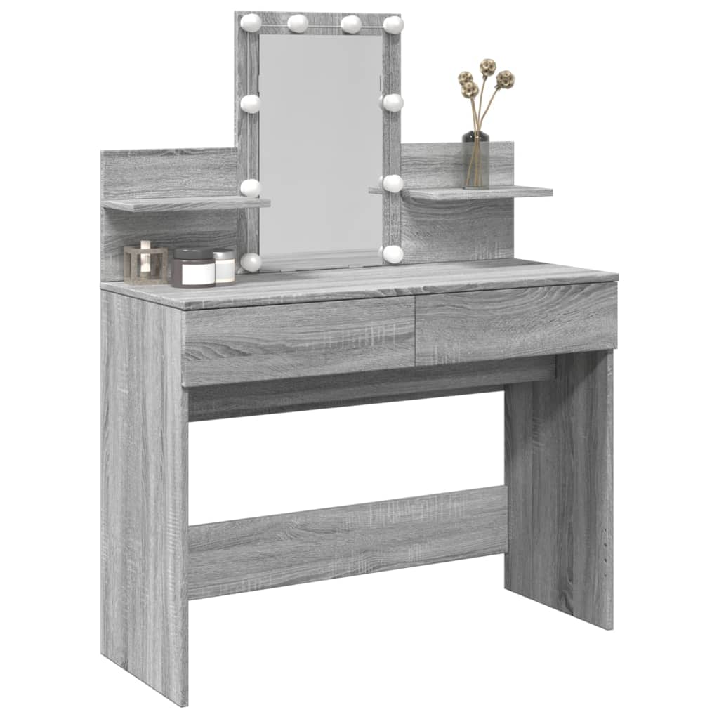 Dressing Table with LED Grey Sonoma 100x40x130 cm