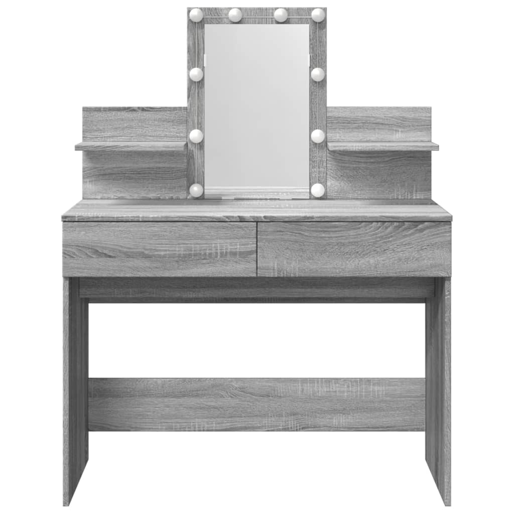 Dressing Table with LED Grey Sonoma 100x40x130 cm