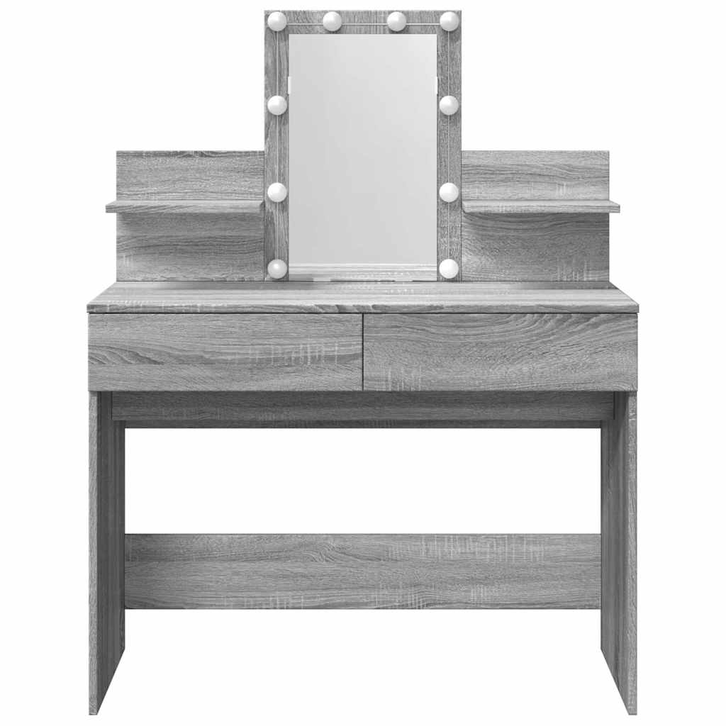 Dressing Table with LED Grey Sonoma 100x40x130 cm