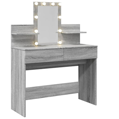 Dressing Table with LED Grey Sonoma 100x40x130 cm