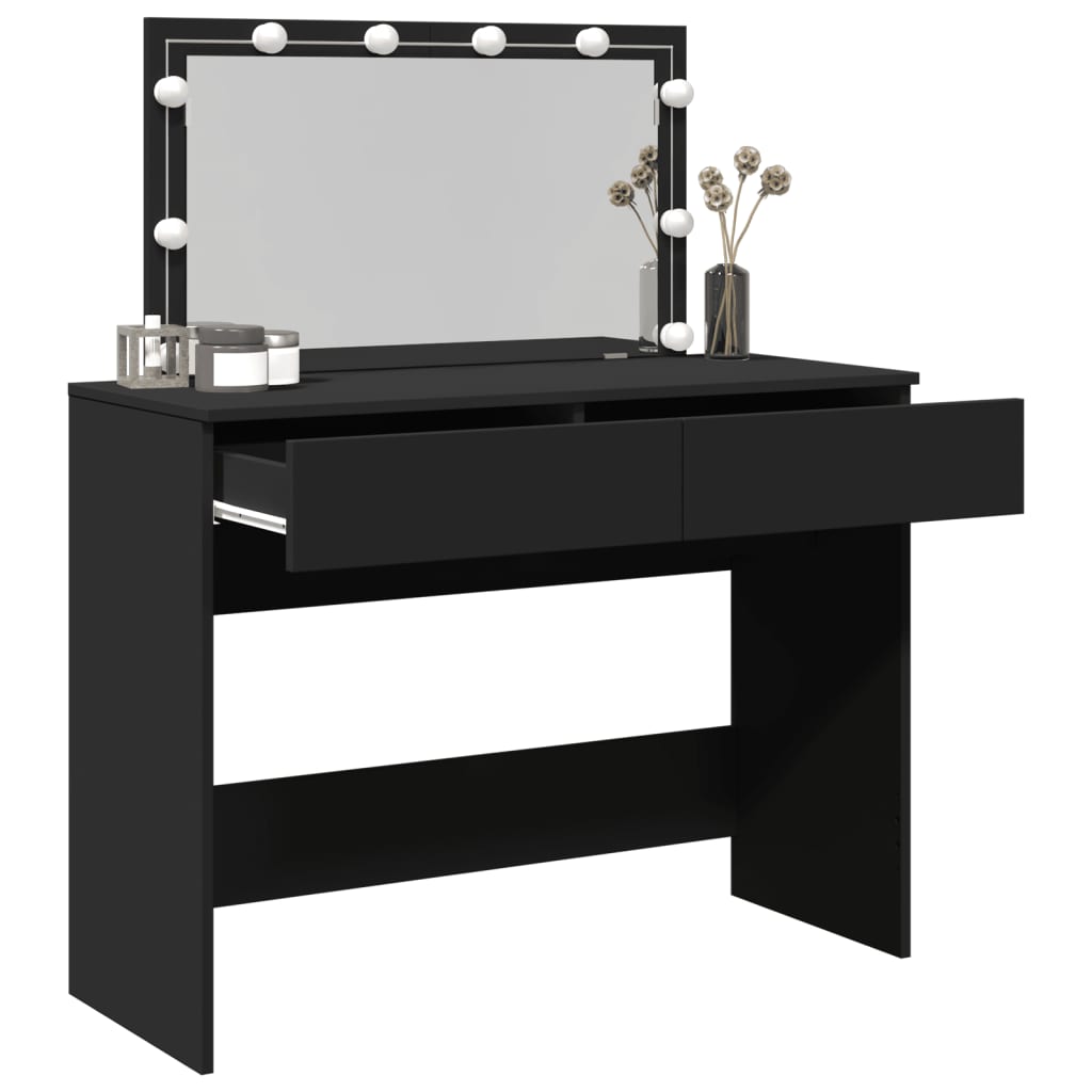 Dressing Table with LED Black 100x40x120 cm