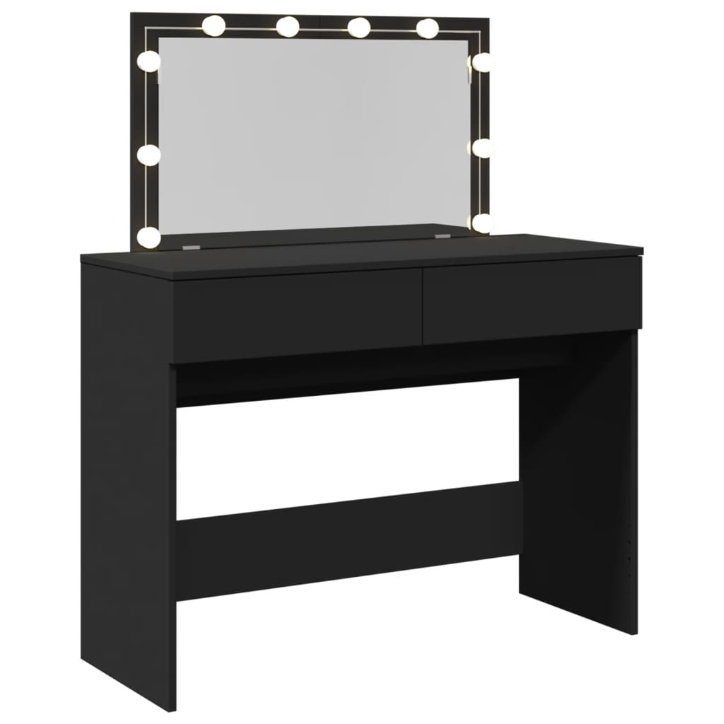 Dressing Table with LED Black 100x40x120 cm