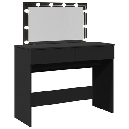 Dressing Table with LED Black 100x40x120 cm