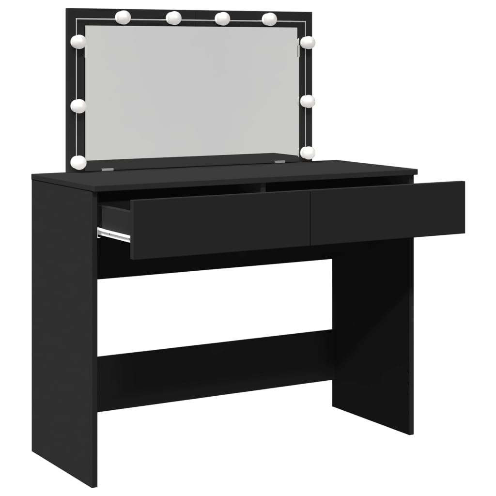 Dressing Table with LED Black 100x40x120 cm
