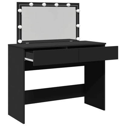 Dressing Table with LED Black 100x40x120 cm