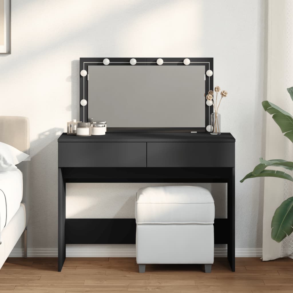 Dressing Table with LED Black 100x40x120 cm