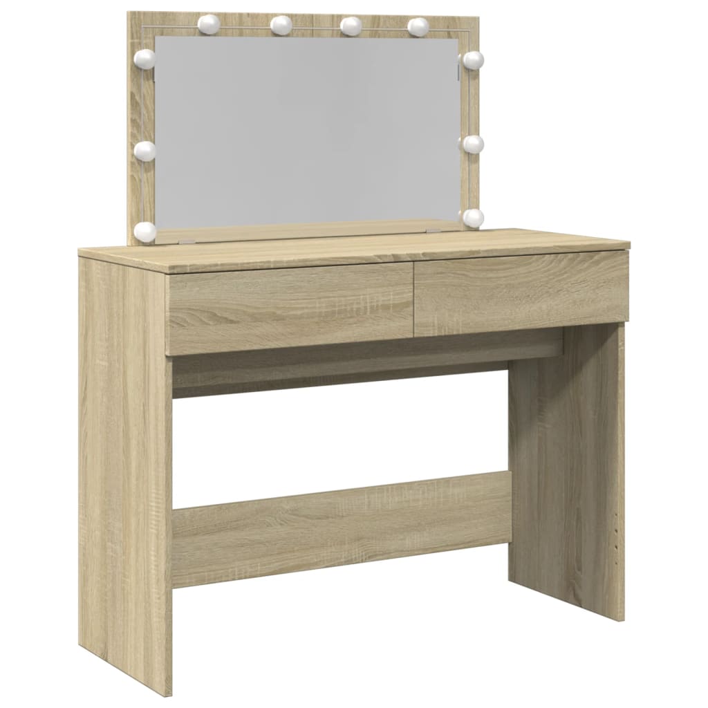 Dressing Table with LED Sonoma Oak 100x40x120 cm