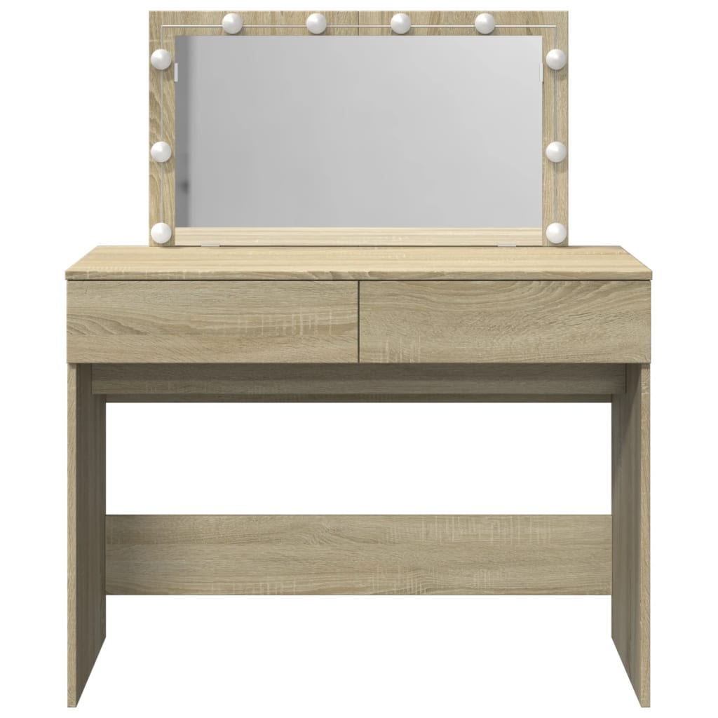 Dressing Table with LED Sonoma Oak 100x40x120 cm