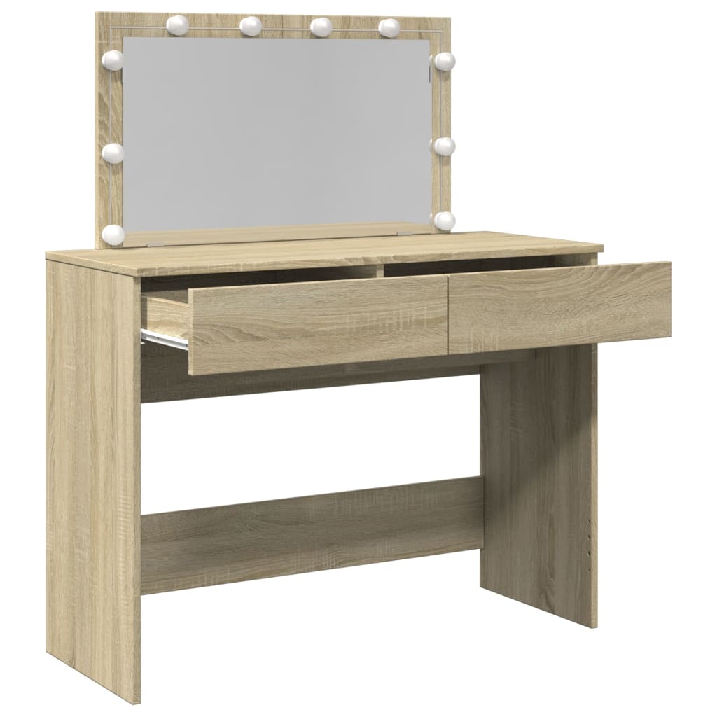 Dressing Table with LED Sonoma Oak 100x40x120 cm