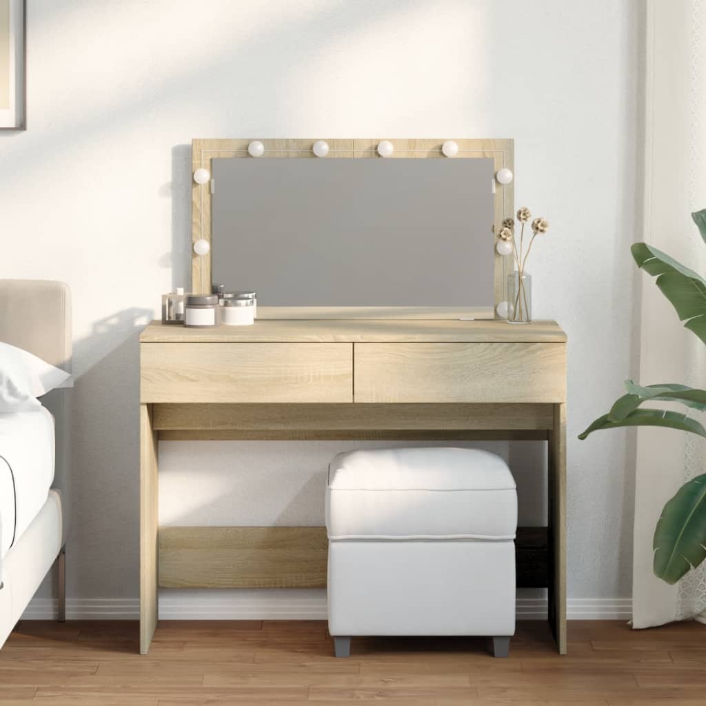 Dressing Table with LED Sonoma Oak 100x40x120 cm