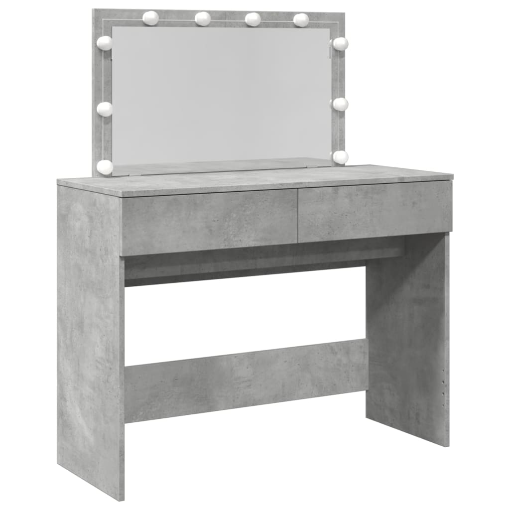 Dressing Table with LED Concrete Grey 100x40x120 cm