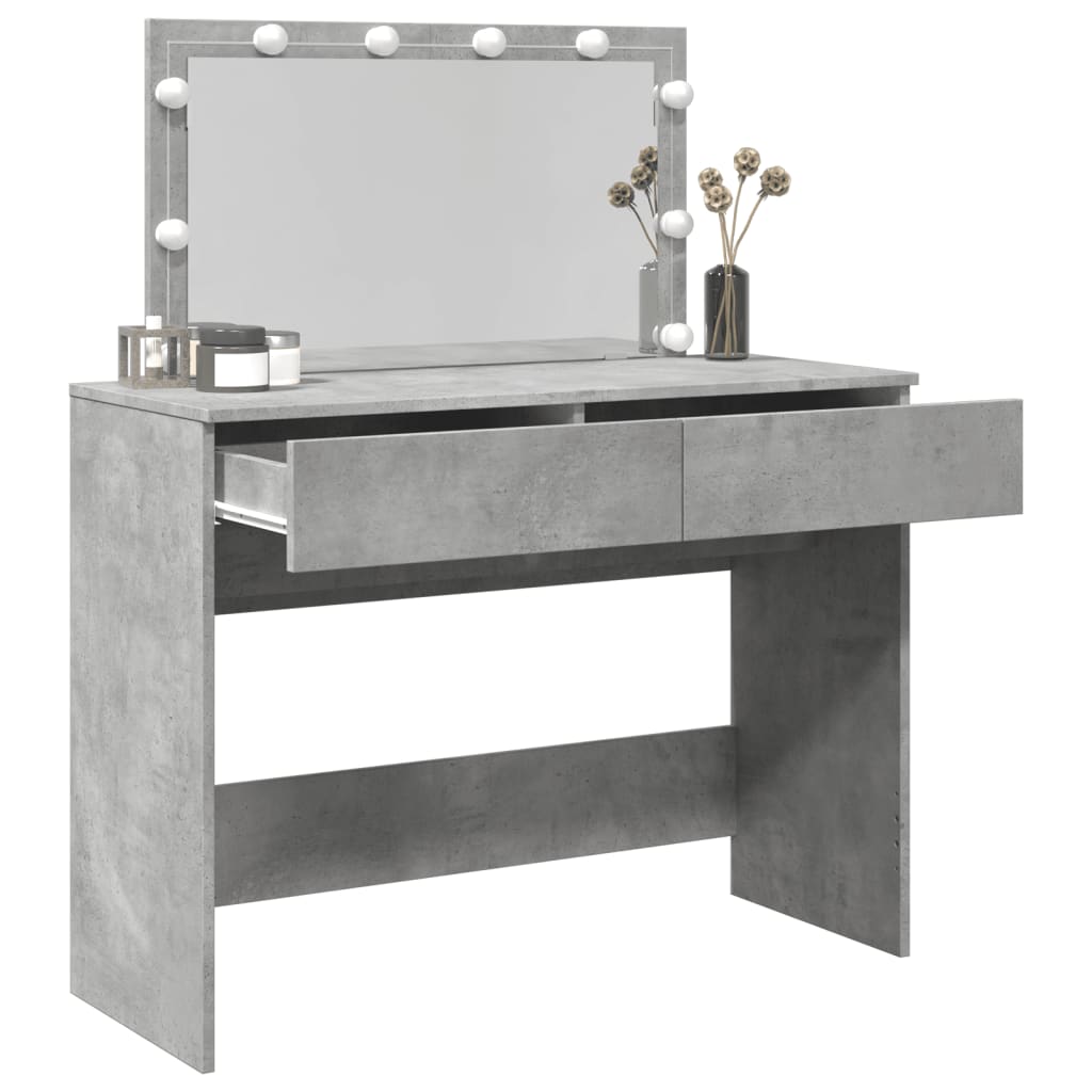 Dressing Table with LED Concrete Grey 100x40x120 cm