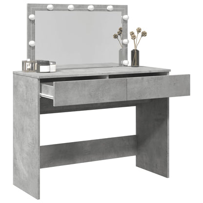 Dressing Table with LED Concrete Grey 100x40x120 cm