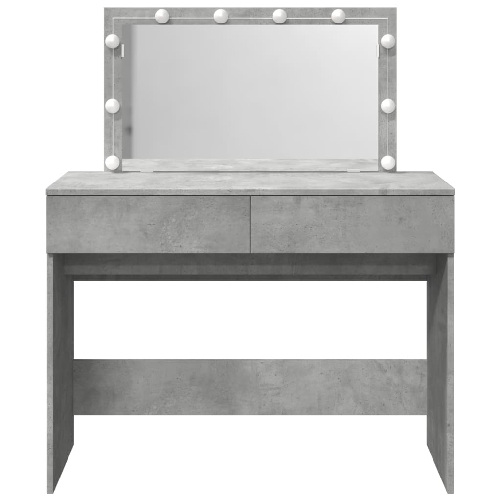 Dressing Table with LED Concrete Grey 100x40x120 cm