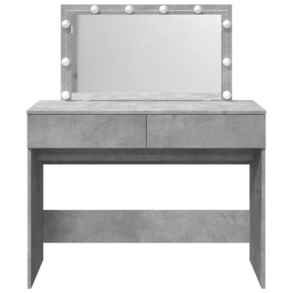 Dressing Table with LED Concrete Grey 100x40x120 cm