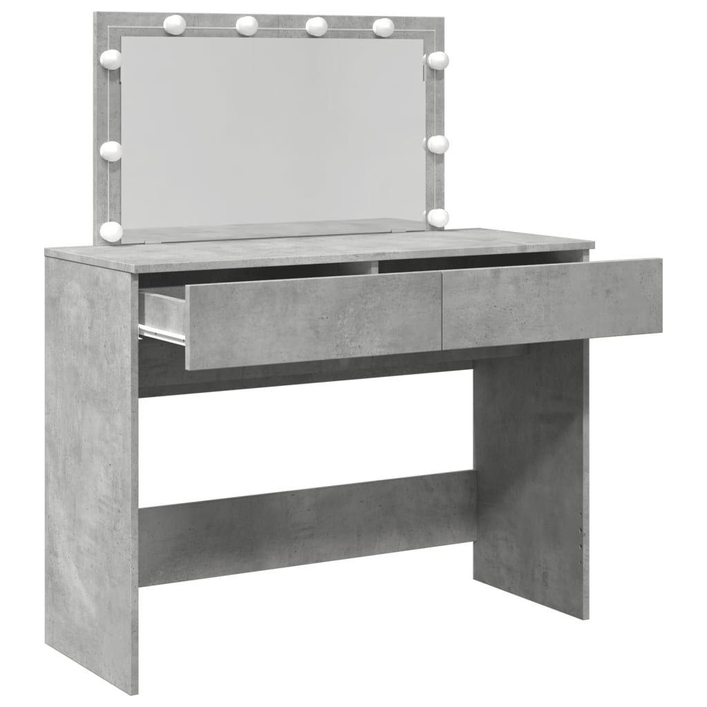 Dressing Table with LED Concrete Grey 100x40x120 cm
