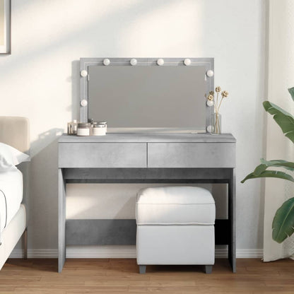 Dressing Table with LED Concrete Grey 100x40x120 cm