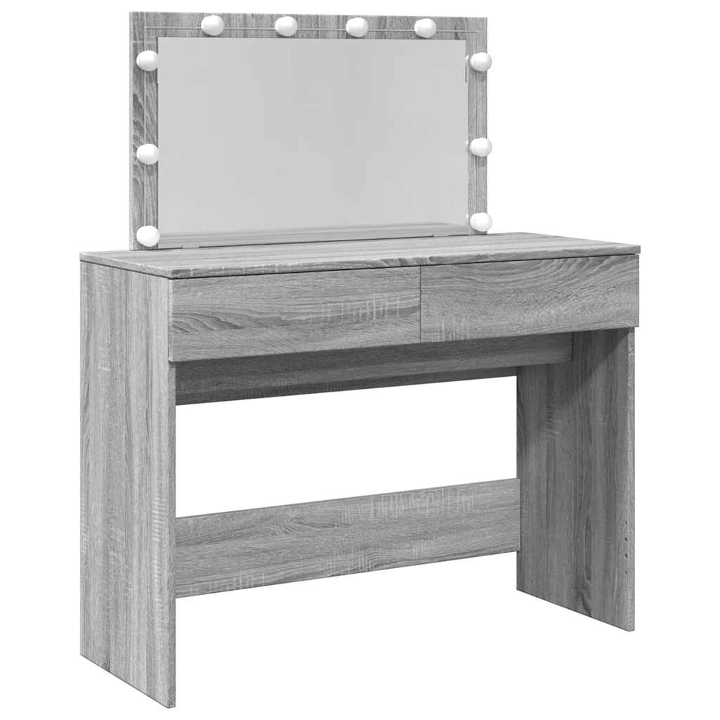 Dressing Table with LED Grey Sonoma 100x40x120 cm