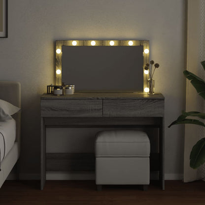 Dressing Table with LED Grey Sonoma 100x40x120 cm