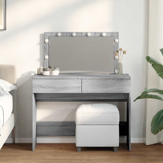 Dressing Table with LED Grey Sonoma 100x40x120 cm