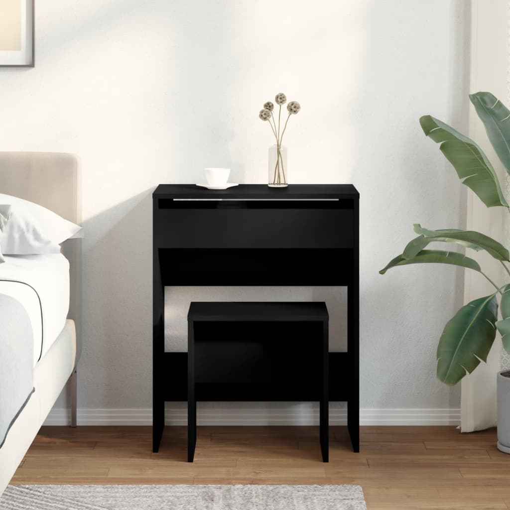 Dressing Table and Stool Black 60x40x113,5 cm