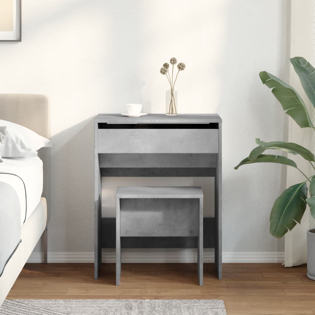 Dressing Table and Stool Concrete Grey 60x40x113,5 cm