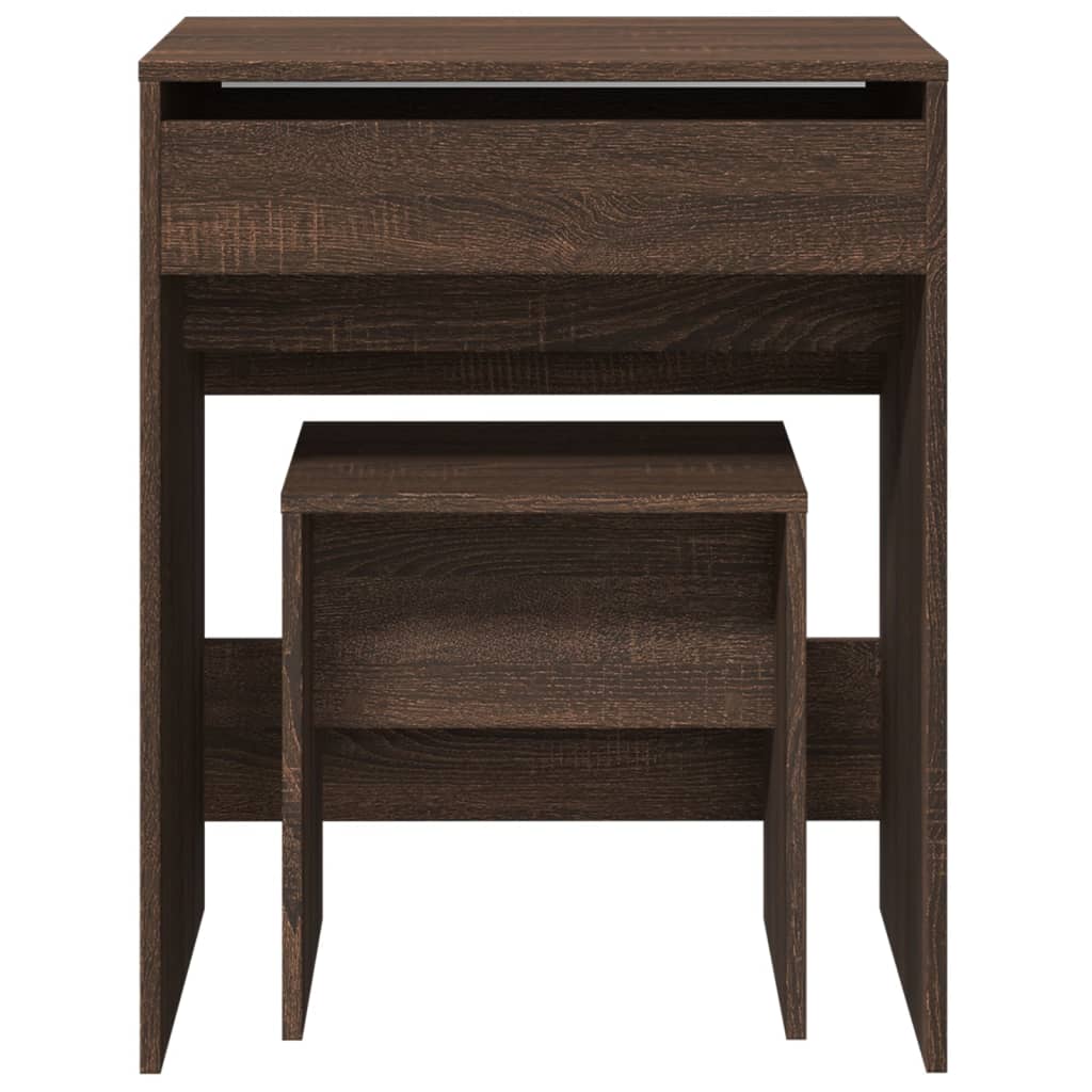 Dressing Table and Stool Brown Oak 60x40x113.5 cm