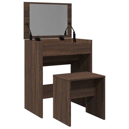Dressing Table and Stool Brown Oak 60x40x113.5 cm