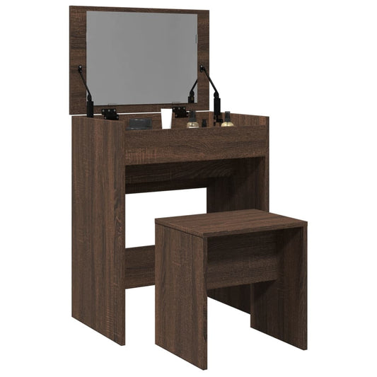Dressing Table and Stool Brown Oak 60x40x113.5 cm