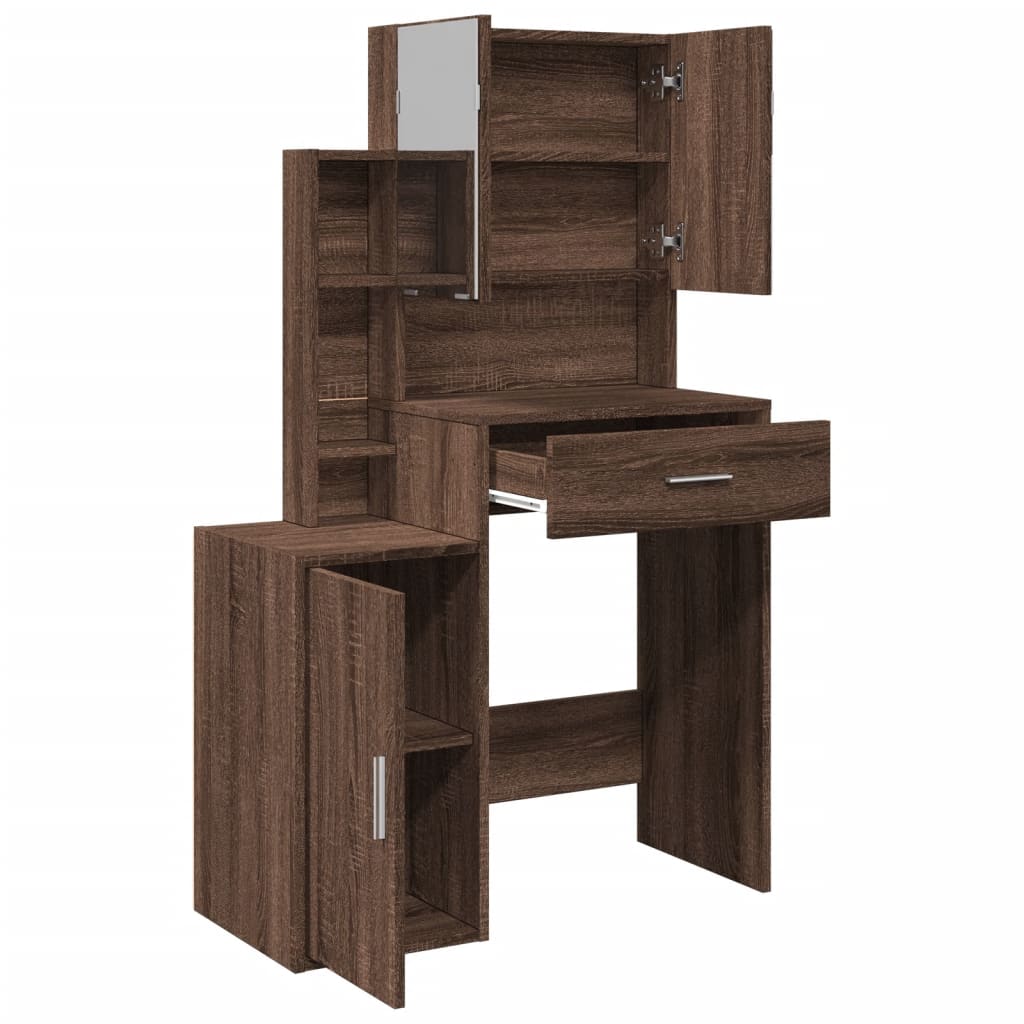 Dressing Table with Cabinet Brown Oak 80x35x132 cm