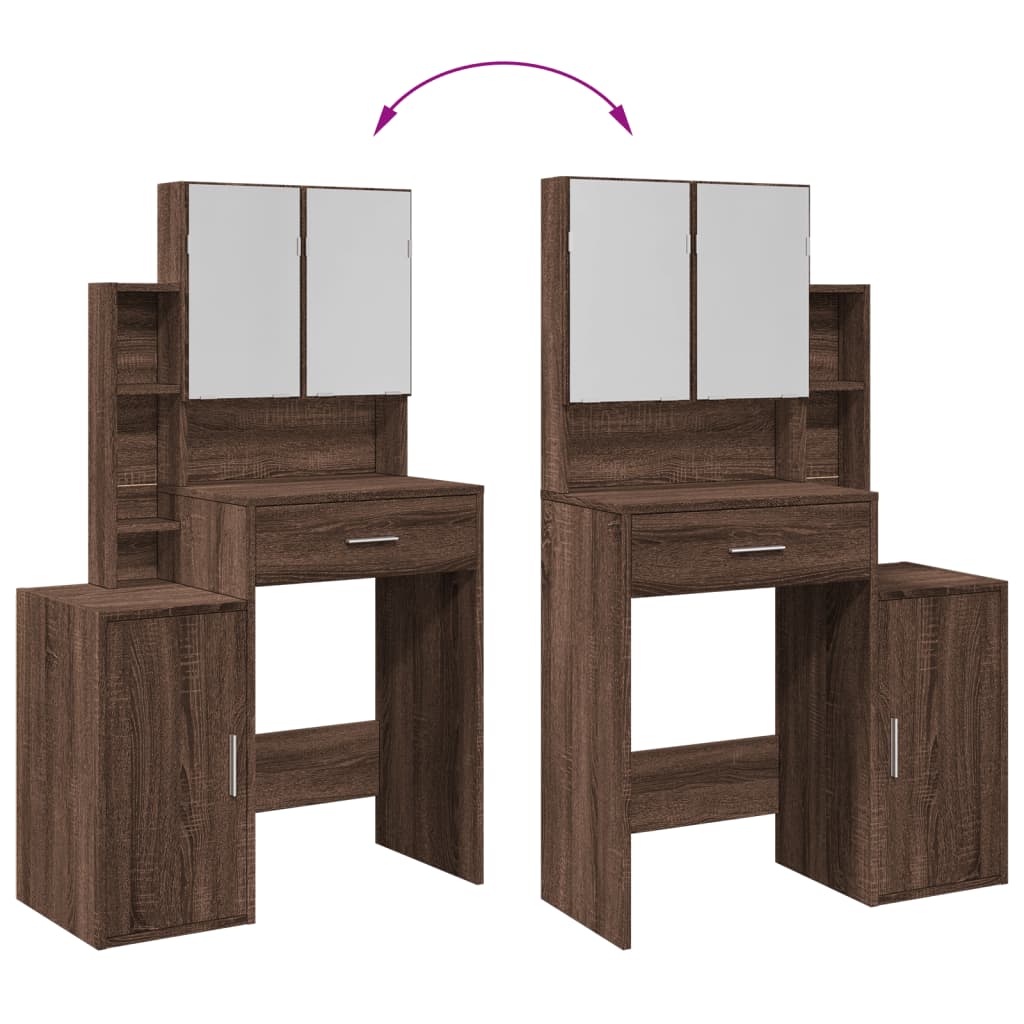 Dressing Table with Cabinet Brown Oak 80x35x132 cm