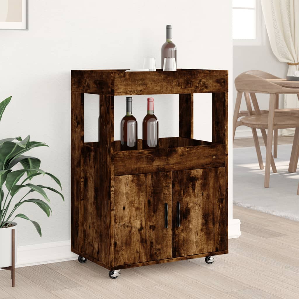 Bar Cart Smoked Oak 60x39,5x89 cm Engineered Wood