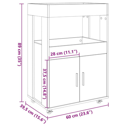 Bar Cart Smoked Oak 60x39,5x89 cm Engineered Wood