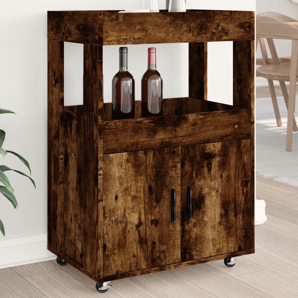 Bar Cart Smoked Oak 60x39,5x89 cm Engineered Wood