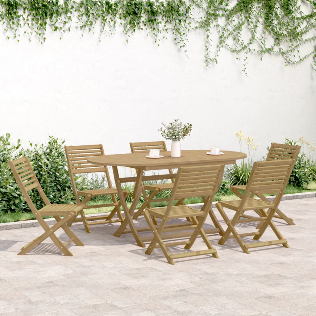 7 Piece Garden Dining Set Solid Wood Acacia