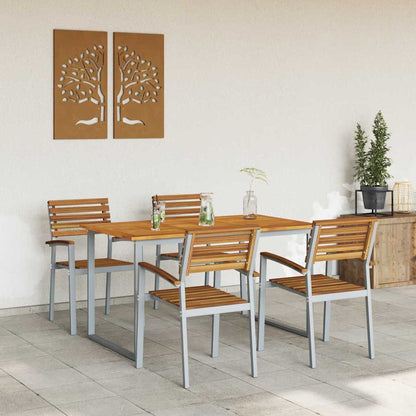 Garden Dining Set 5 pcs Grey Solid Acacia Wood