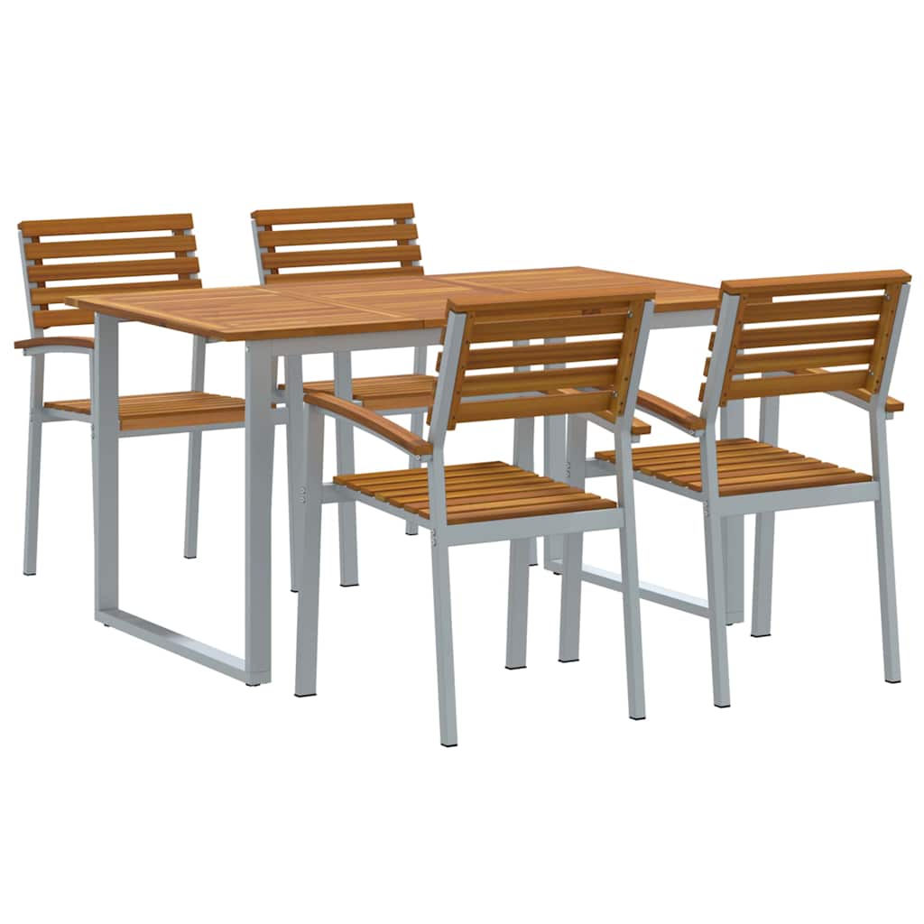 Garden Dining Set 5 pcs Grey Solid Acacia Wood